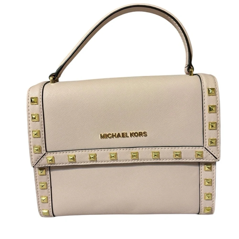 Michael Kors Like New Pink Dillon Studded Messenger Bag.